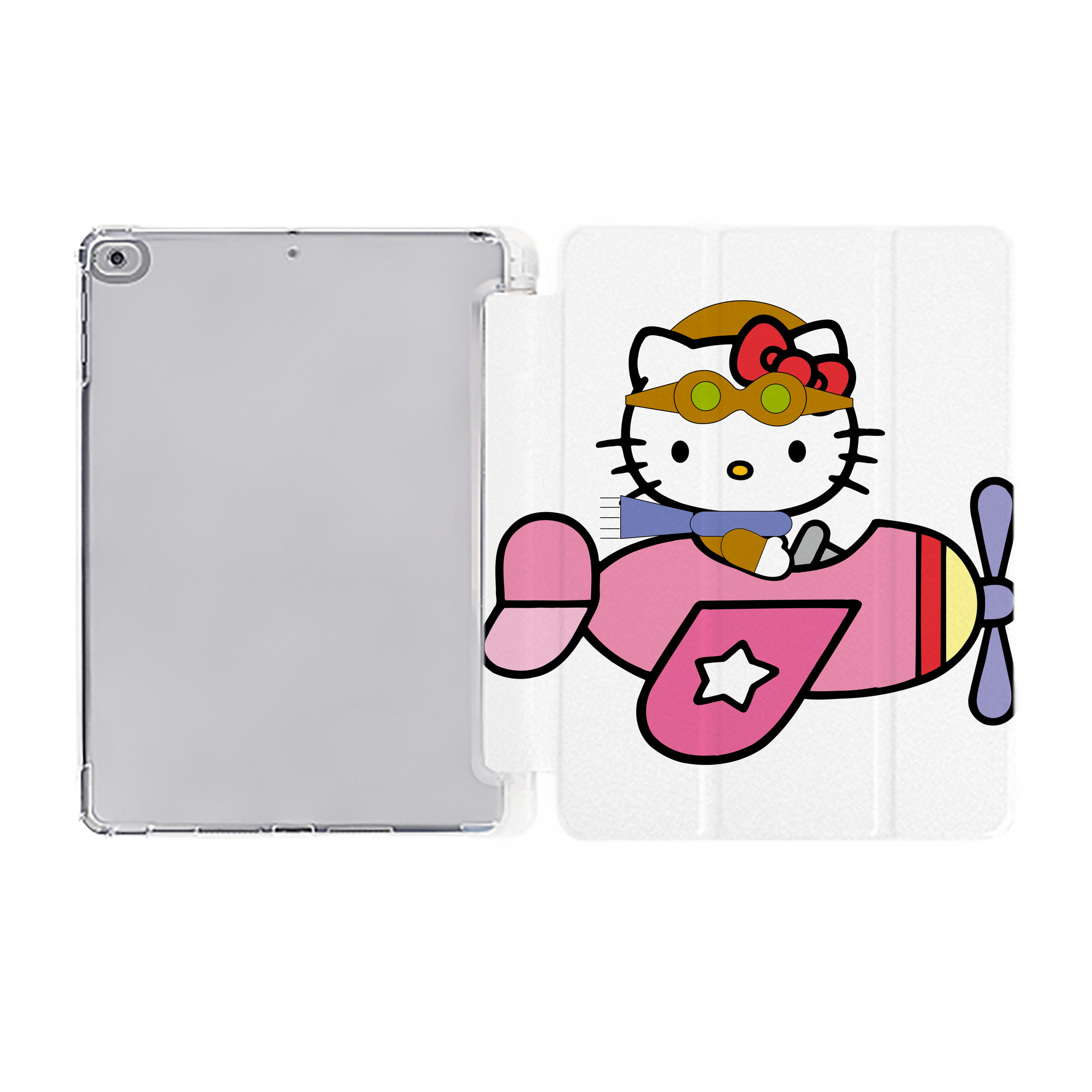 （画像用） Hello Kitty ハローキティ IPad ケース ペン収納付き 三つ折りスタンド PUレザー×シリコン 対応機種9.5/10.5/10.9インチ